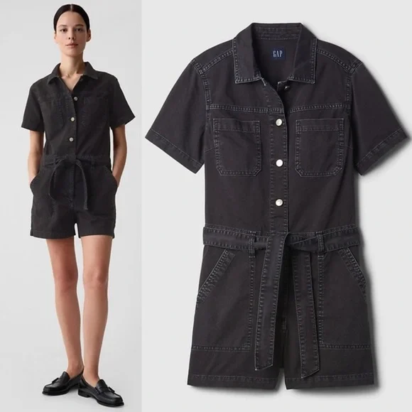 NWT Gap Denim Short Sleeve Utility Romper - Picture 6 of 6